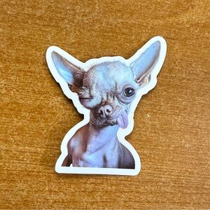 Chihuahua Sticker - One-Eyed Tongue Out Dog